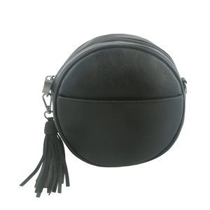 Le Miel Mini Round Tassel Charm Vegan Leather Crossbody Shoulder Sling Bag c: